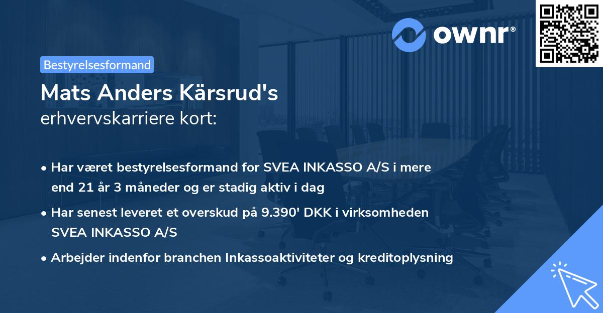 Mats Anders Kärsrud's erhvervskarriere kort