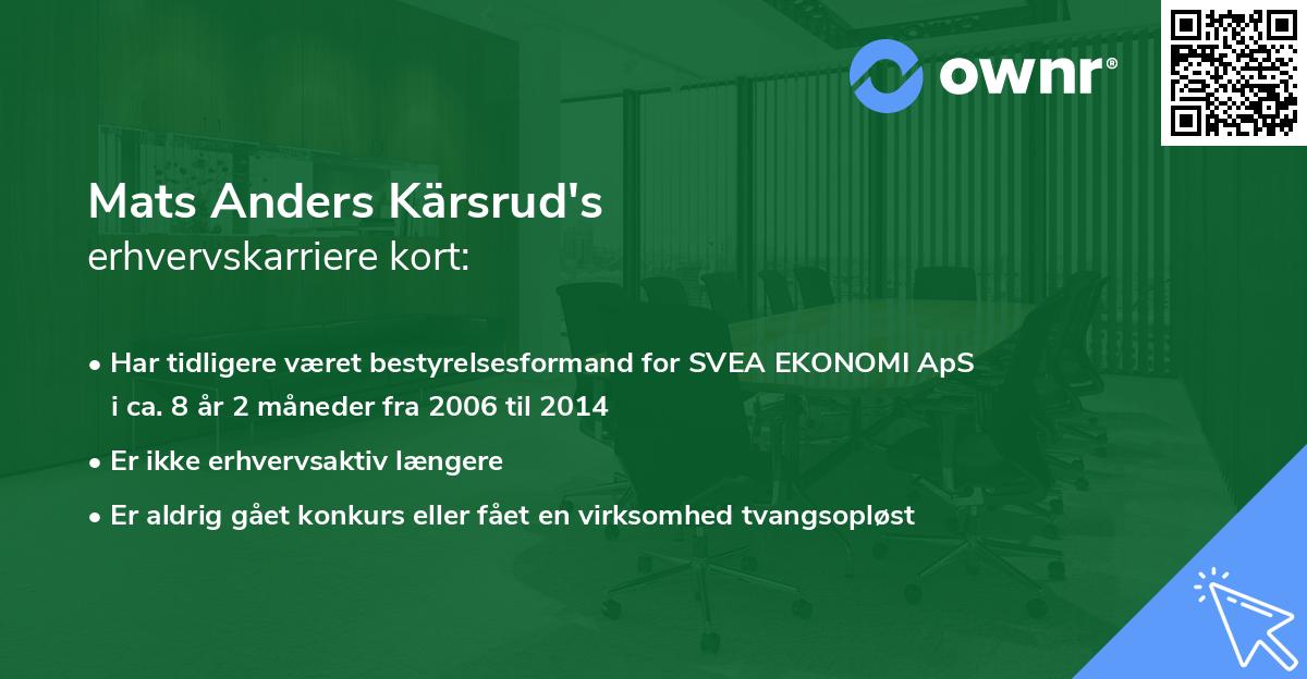 Mats Anders Kärsrud's erhvervskarriere kort