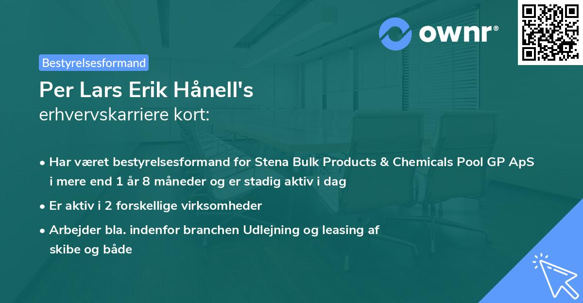 Per Lars Erik Hånell's erhvervskarriere kort