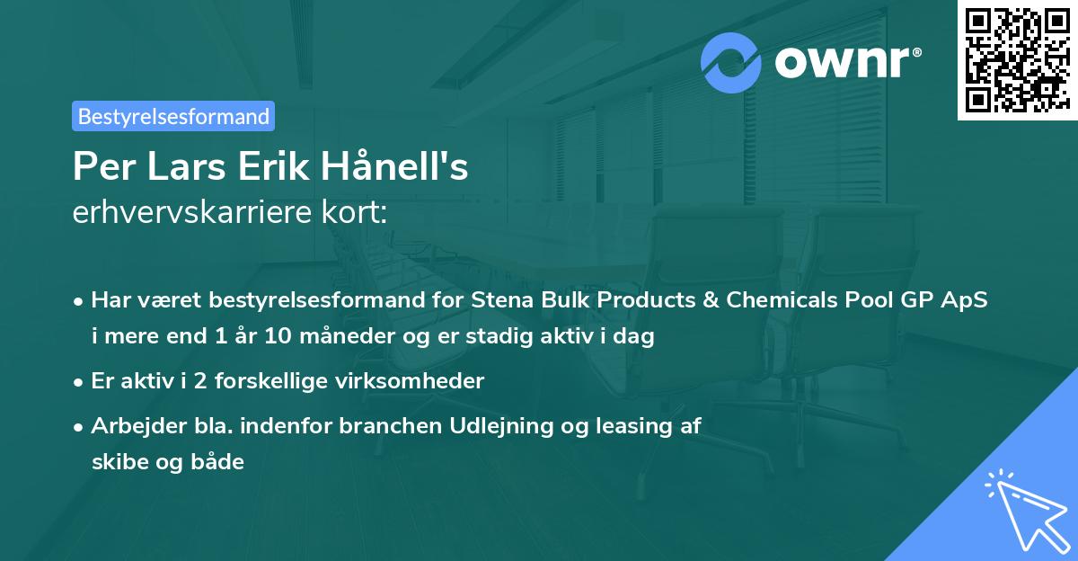 Per Lars Erik Hånell's erhvervskarriere kort