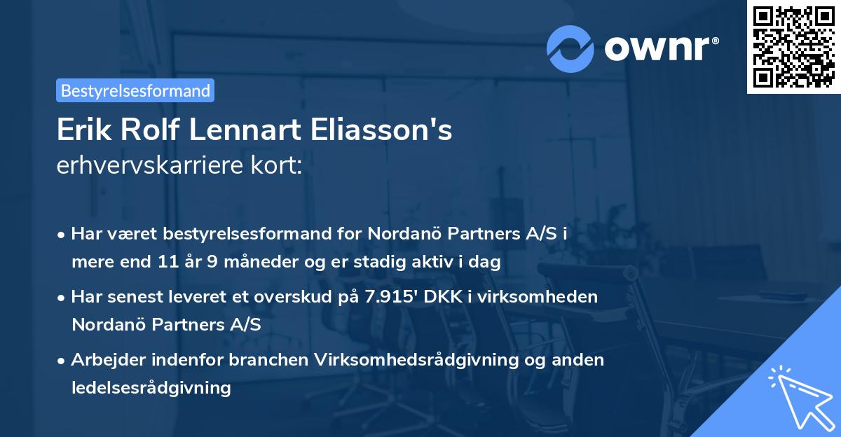 Erik Rolf Lennart Eliasson's erhvervskarriere kort