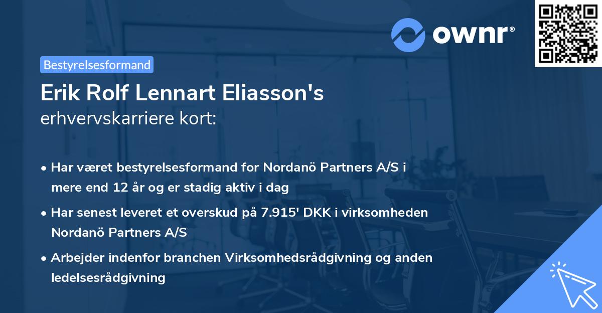 Erik Rolf Lennart Eliasson's erhvervskarriere kort