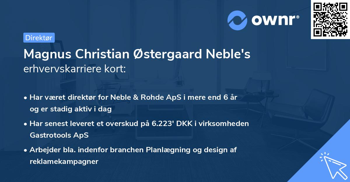 Magnus Christian Østergaard Neble's erhvervskarriere kort