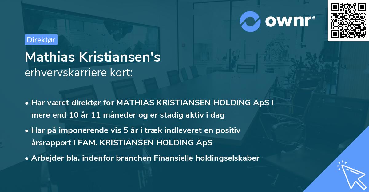 Mathias Kristiansen's erhvervskarriere kort