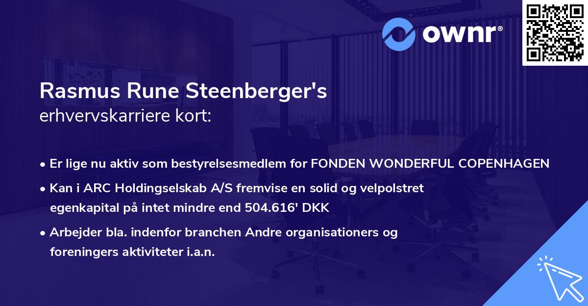 Rasmus Rune Steenberger's erhvervskarriere kort