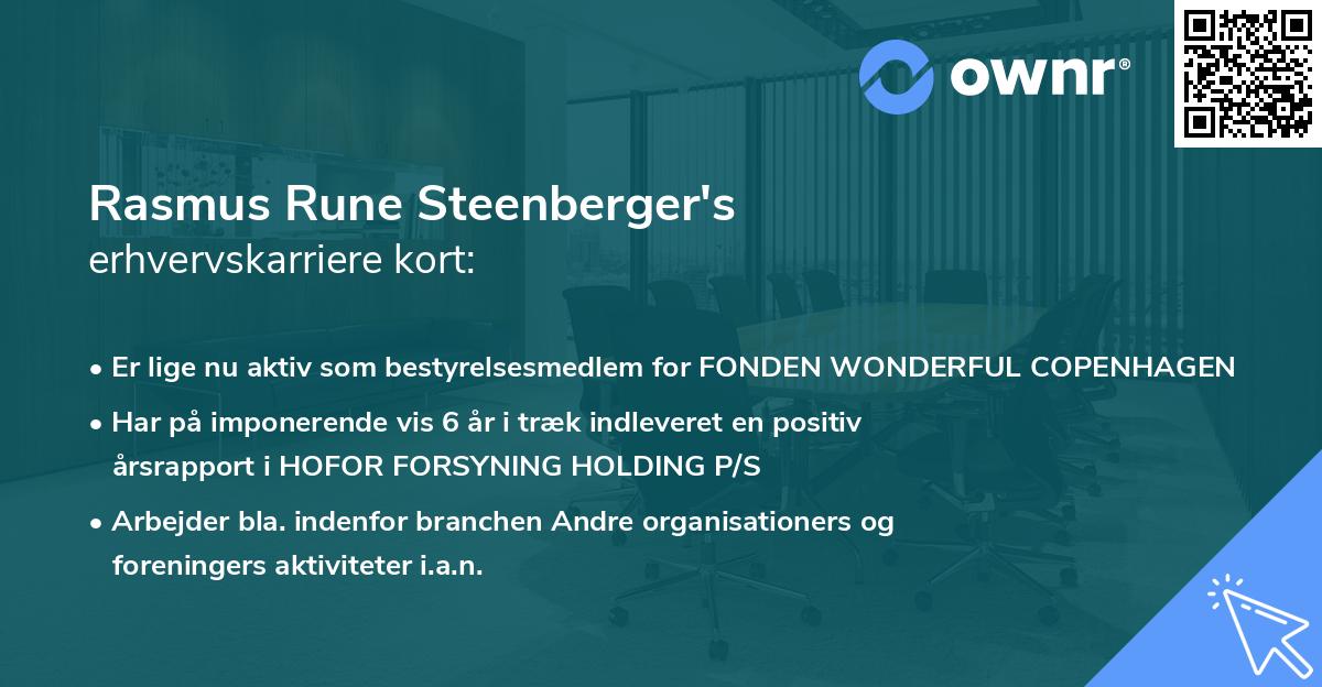 Rasmus Rune Steenberger's erhvervskarriere kort