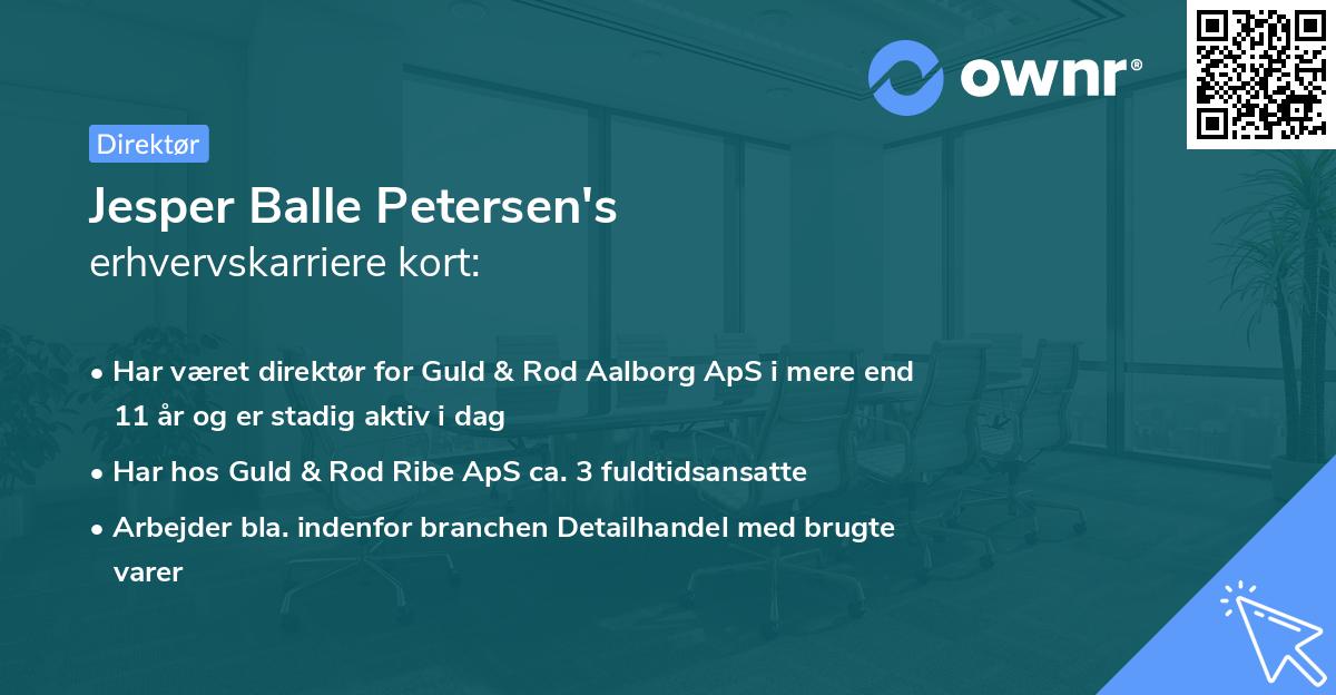 Jesper Balle Petersen's erhvervskarriere kort