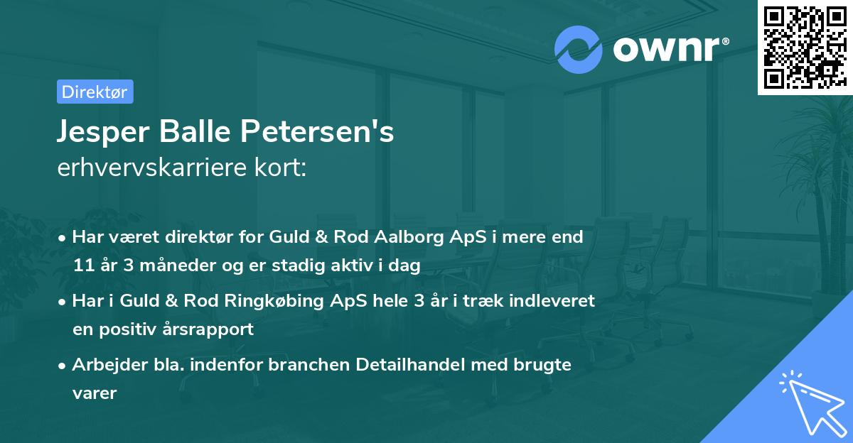 Jesper Balle Petersen's erhvervskarriere kort