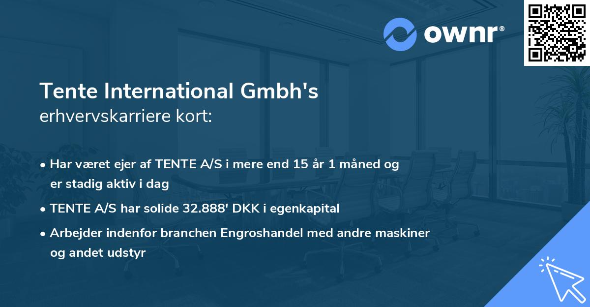 Tente International Gmbh's erhvervskarriere kort