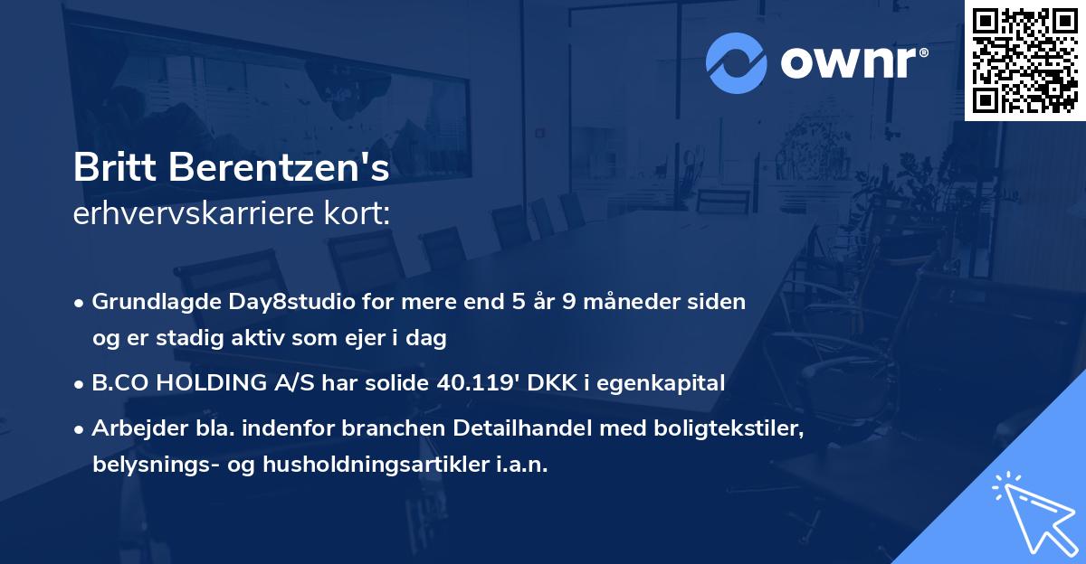 Britt Berentzen's erhvervskarriere kort