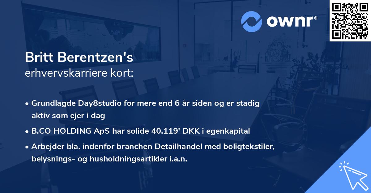 Britt Berentzen's erhvervskarriere kort