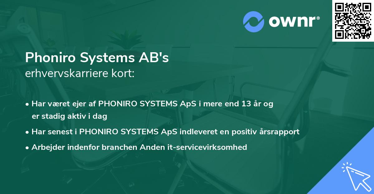 Phoniro Systems AB's erhvervskarriere kort