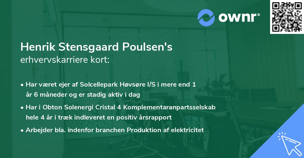 Henrik Stensgaard Poulsen's erhvervskarriere kort