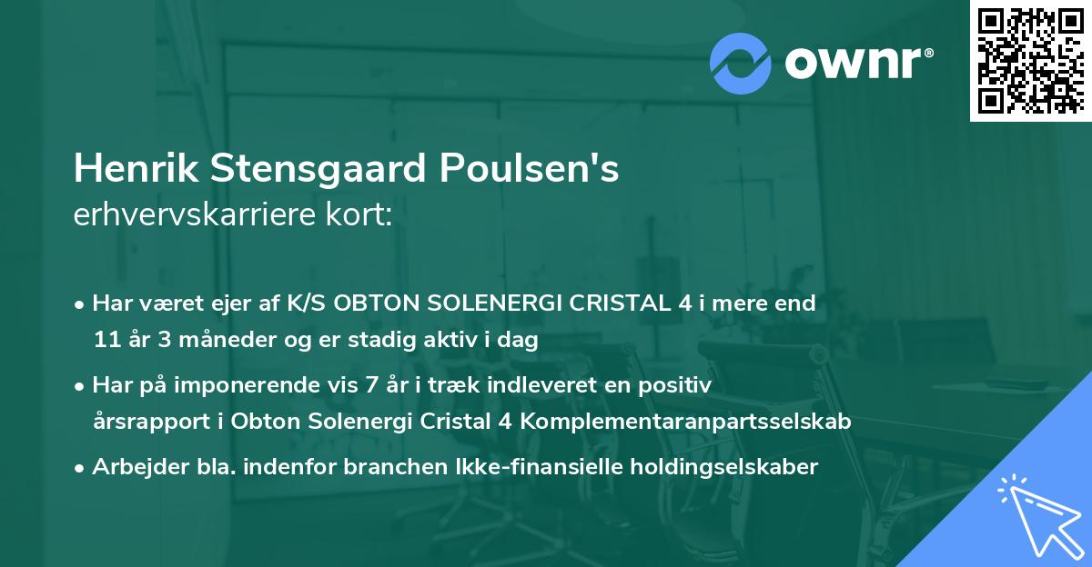 Henrik Stensgaard Poulsen's erhvervskarriere kort