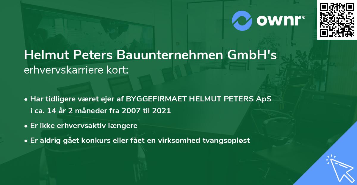 Helmut Peters Bauunternehmen GmbH's erhvervskarriere kort