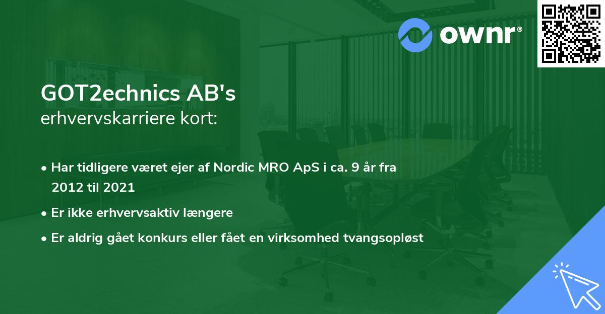 GOT2echnics AB's erhvervskarriere kort