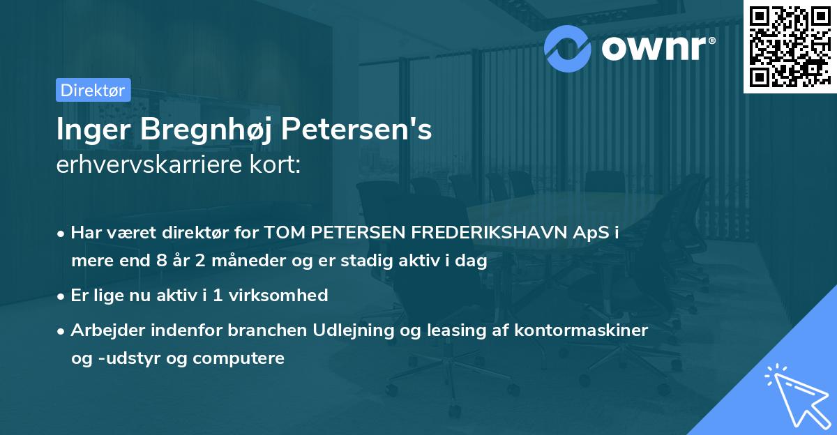 Inger Bregnhøj Petersen's erhvervskarriere kort