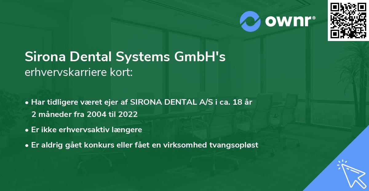 Sirona Dental Systems GmbH's erhvervskarriere kort