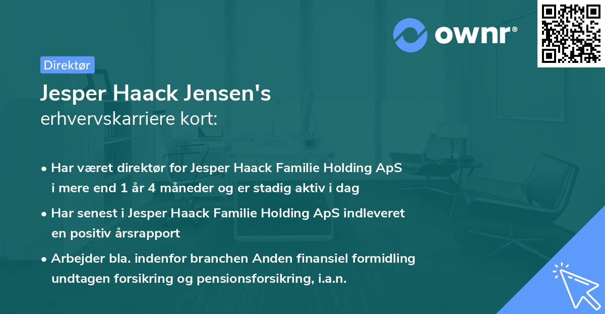 Jesper Haack Jensen's erhvervskarriere kort
