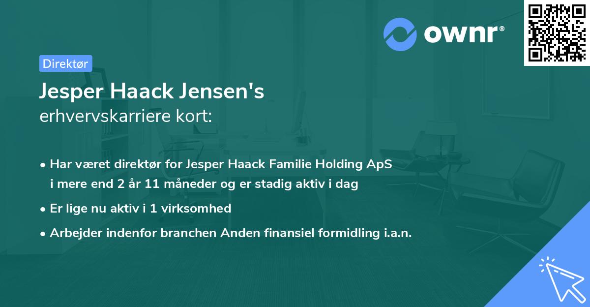 Jesper Haack Jensen's erhvervskarriere kort