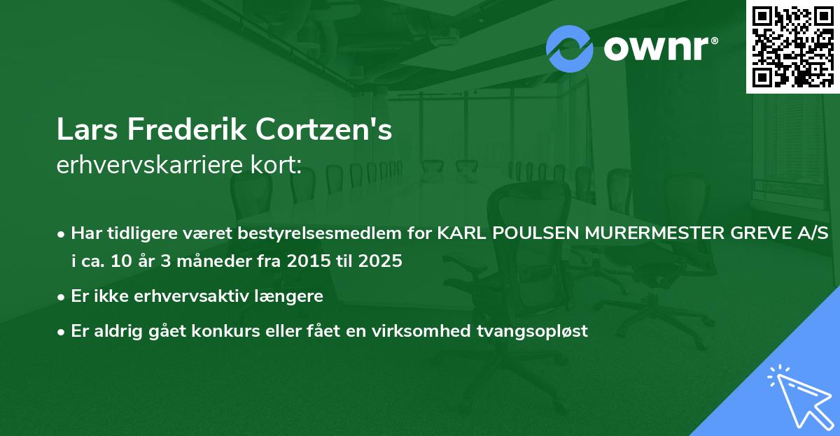Lars Frederik Cortzen's erhvervskarriere kort