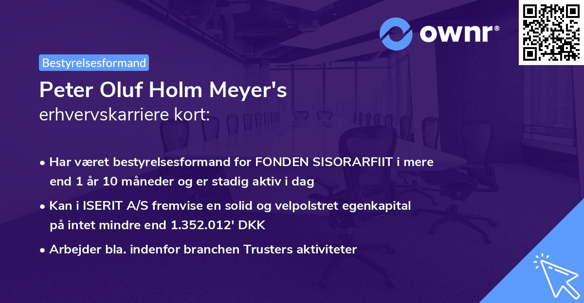 Peter Oluf Holm Meyer's erhvervskarriere kort