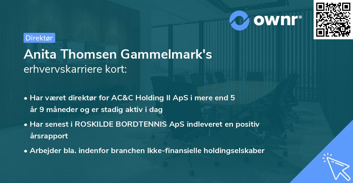 Anita Thomsen Gammelmark's erhvervskarriere kort