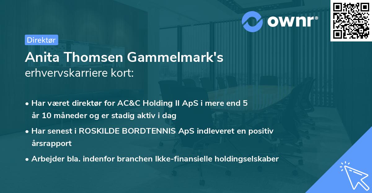 Anita Thomsen Gammelmark's erhvervskarriere kort