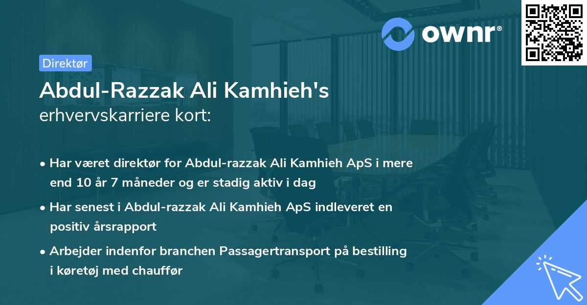 Abdul-Razzak Ali Kamhieh's erhvervskarriere kort