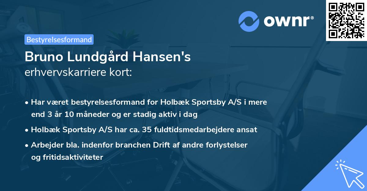 Bruno Lundgård Hansen's erhvervskarriere kort