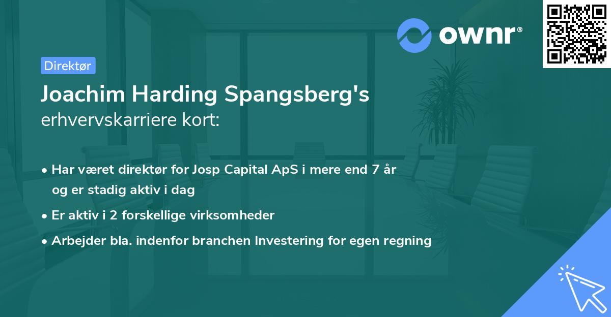 Joachim Harding Spangsberg's erhvervskarriere kort