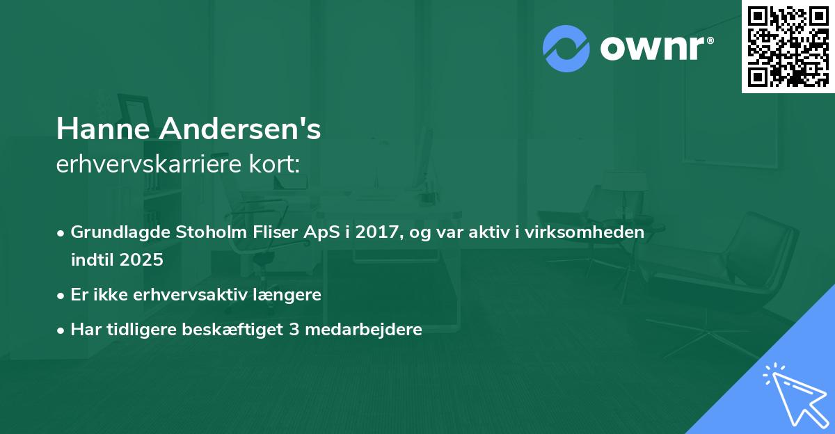 Hanne Andersen's erhvervskarriere kort