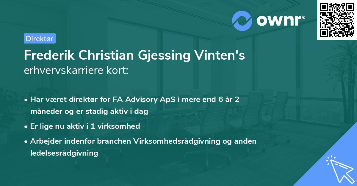 Frederik Christian Gjessing Vinten's erhvervskarriere kort