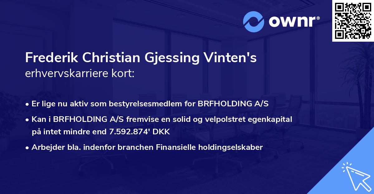 Frederik Christian Gjessing Vinten's erhvervskarriere kort