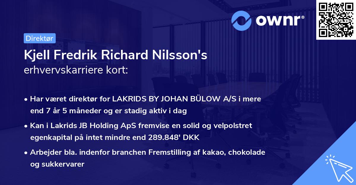 Kjell Fredrik Richard Nilsson's erhvervskarriere kort