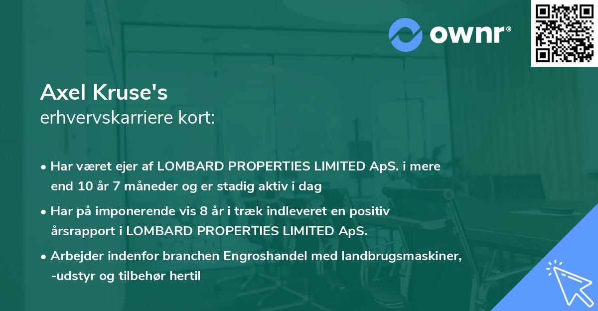Axel Kruse's erhvervskarriere kort