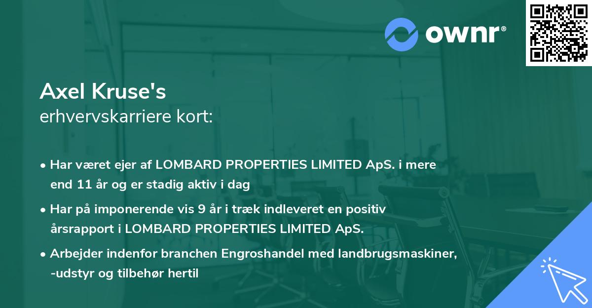 Axel Kruse's erhvervskarriere kort