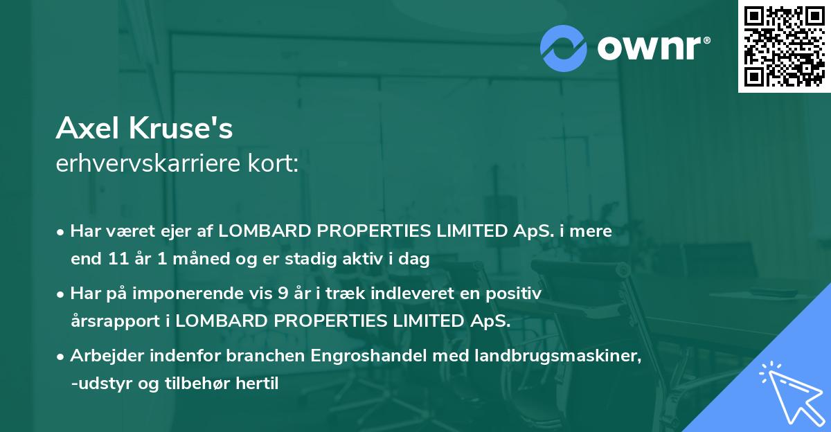 Axel Kruse's erhvervskarriere kort