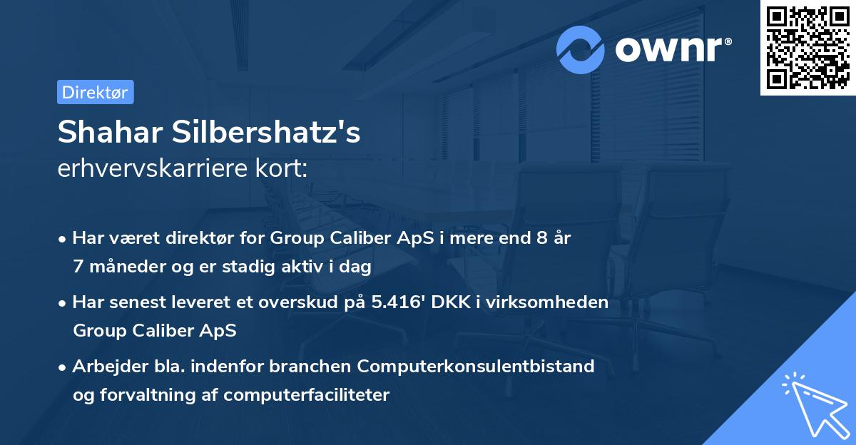 Shahar Silbershatz's erhvervskarriere kort
