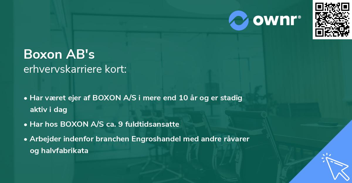 Boxon AB's erhvervskarriere kort