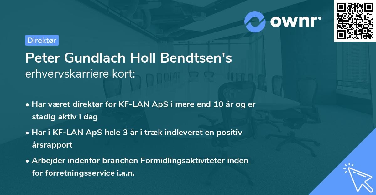 Peter Gundlach Holl Bendtsen's erhvervskarriere kort