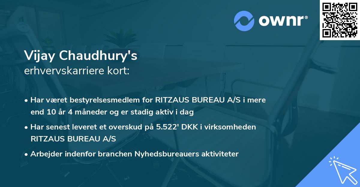 Vijay Chaudhury's erhvervskarriere kort