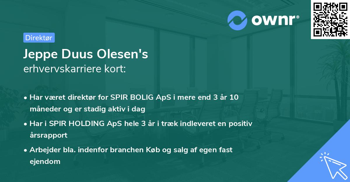 Jeppe Duus Olesen's erhvervskarriere kort