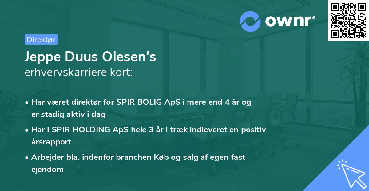 Jeppe Duus Olesen's erhvervskarriere kort