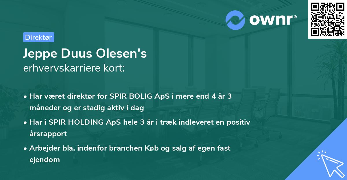 Jeppe Duus Olesen's erhvervskarriere kort