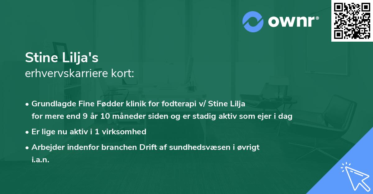 Stine Lilja's erhvervskarriere kort