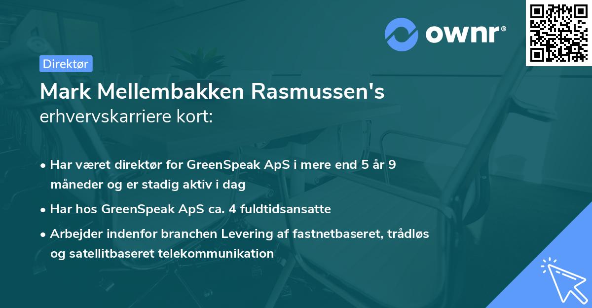 Mark Mellembakken Rasmussen's erhvervskarriere kort