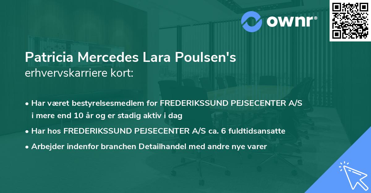 Patricia Mercedes Lara Poulsen's erhvervskarriere kort