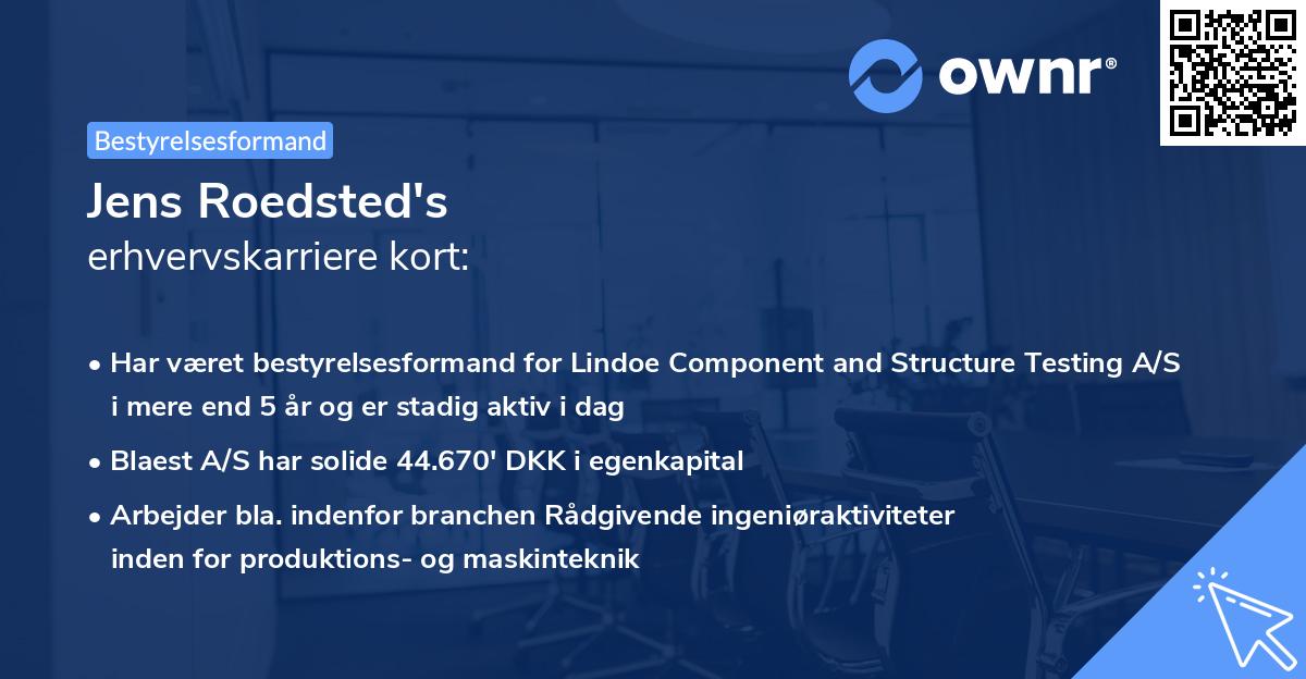 Jens Roedsted's erhvervskarriere kort