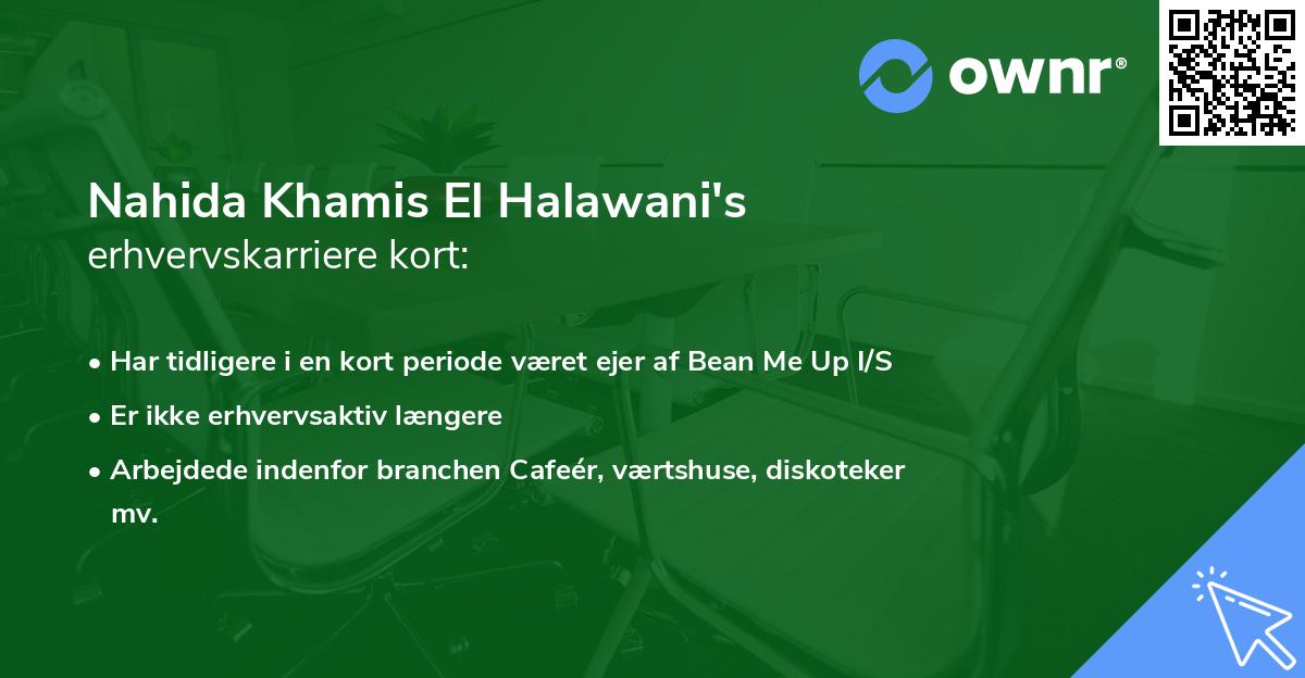 Nahida Khamis El Halawani's erhvervskarriere kort